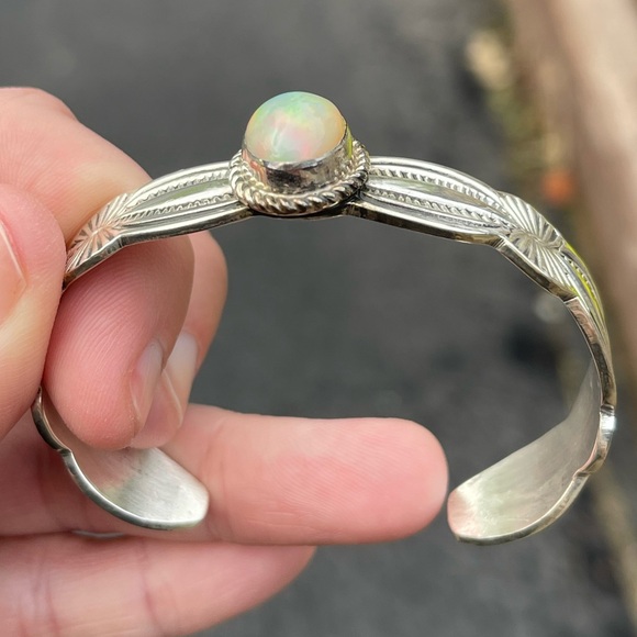 Sterling Silver Ethiopian Opal Cuff - Picture 2 of 7